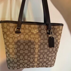 Coach Tan and Brown Signature Tote